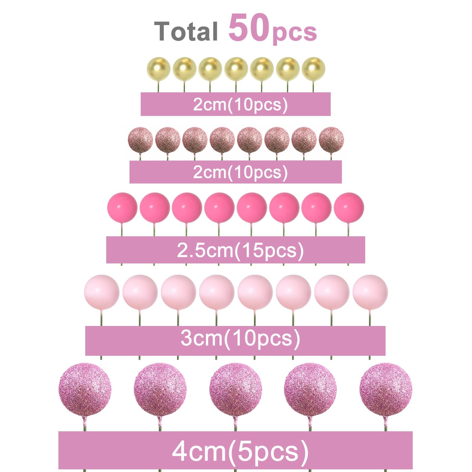ASTARON pink ball cake topper enhances layered cakes with color.