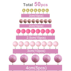 ASTARON pink ball cake topper enhances layered cakes with color.