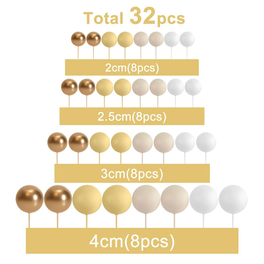 ASTARON ball cake topper 2-5cm gold enhances party dessert presentation
