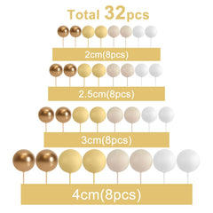 ASTARON ball cake topper 2-5cm gold enhances party dessert presentation