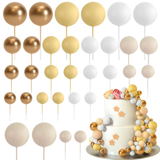 ASTARON ball cake topper 2cm gold for elegant wedding cake decor