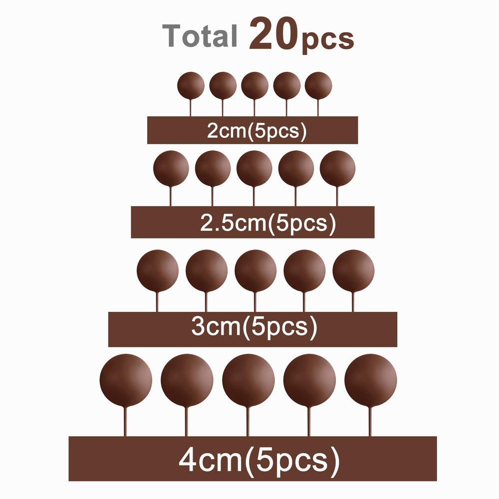 ASTARON brown ball cake topper 2.5cm creates colorful accents for cupcakes.