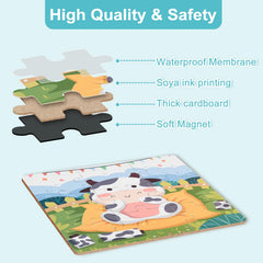 ASTARON magnetic farm puzzle rabbit side: develops hand-eye coordination during play.
