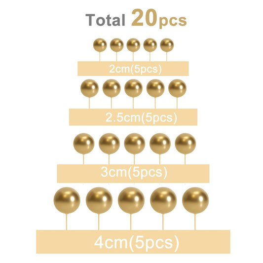 ASTARON gold ball cake topper 2-5 cm enhances dessert presentation