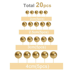 ASTARON gold ball cake topper 2-5 cm enhances dessert presentation