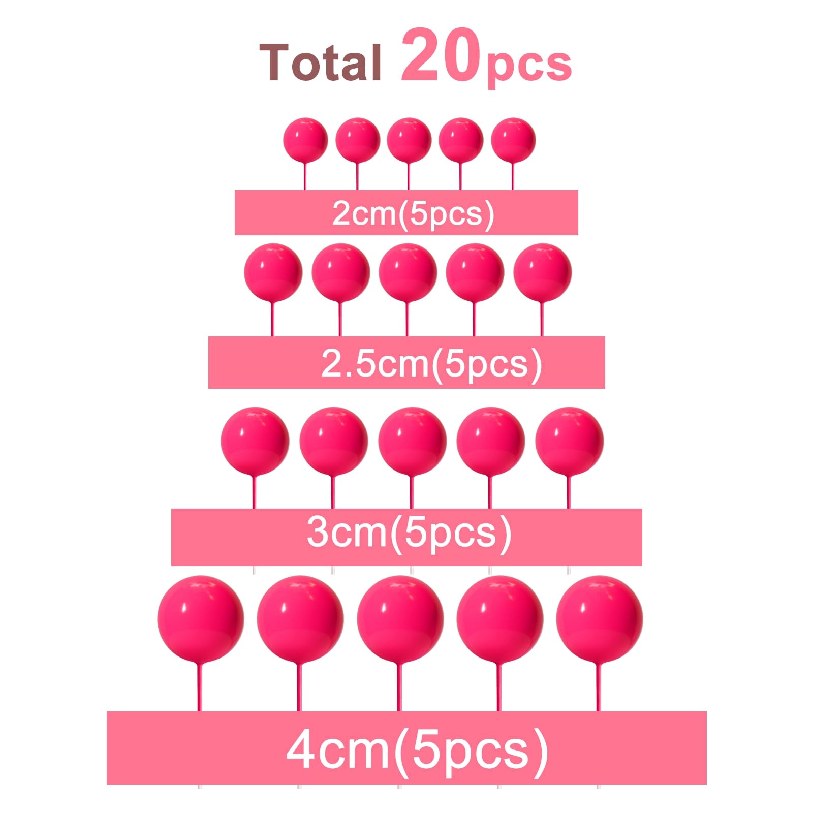 ASTARON hot pink ball cake topper 2.5cm for easy decorating and party vibes.