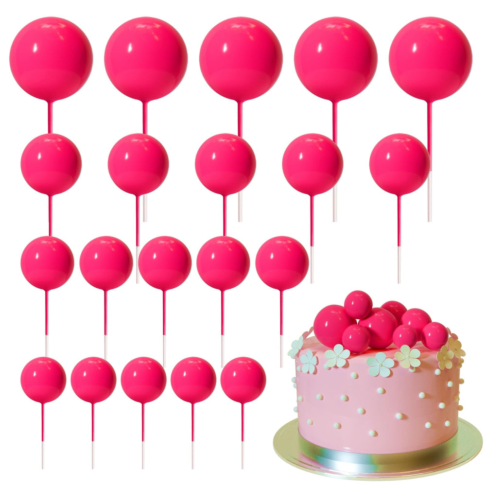 ASTARON hot pink ball cake topper 2cm adds playful color to any cake.