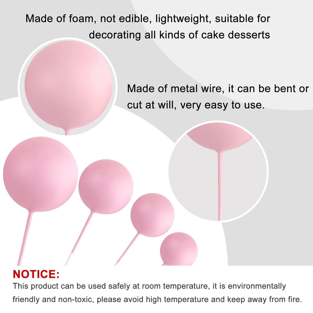 ASTARON light pink ball cake topper, 3cm, adds whimsy to party desserts.