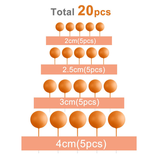ASTARON orange ball toppers placed on cake for quick, charming decorations.
