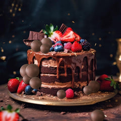 ASTARON party decorations featuring brown balls enhance cake aesthetics at celebrations.