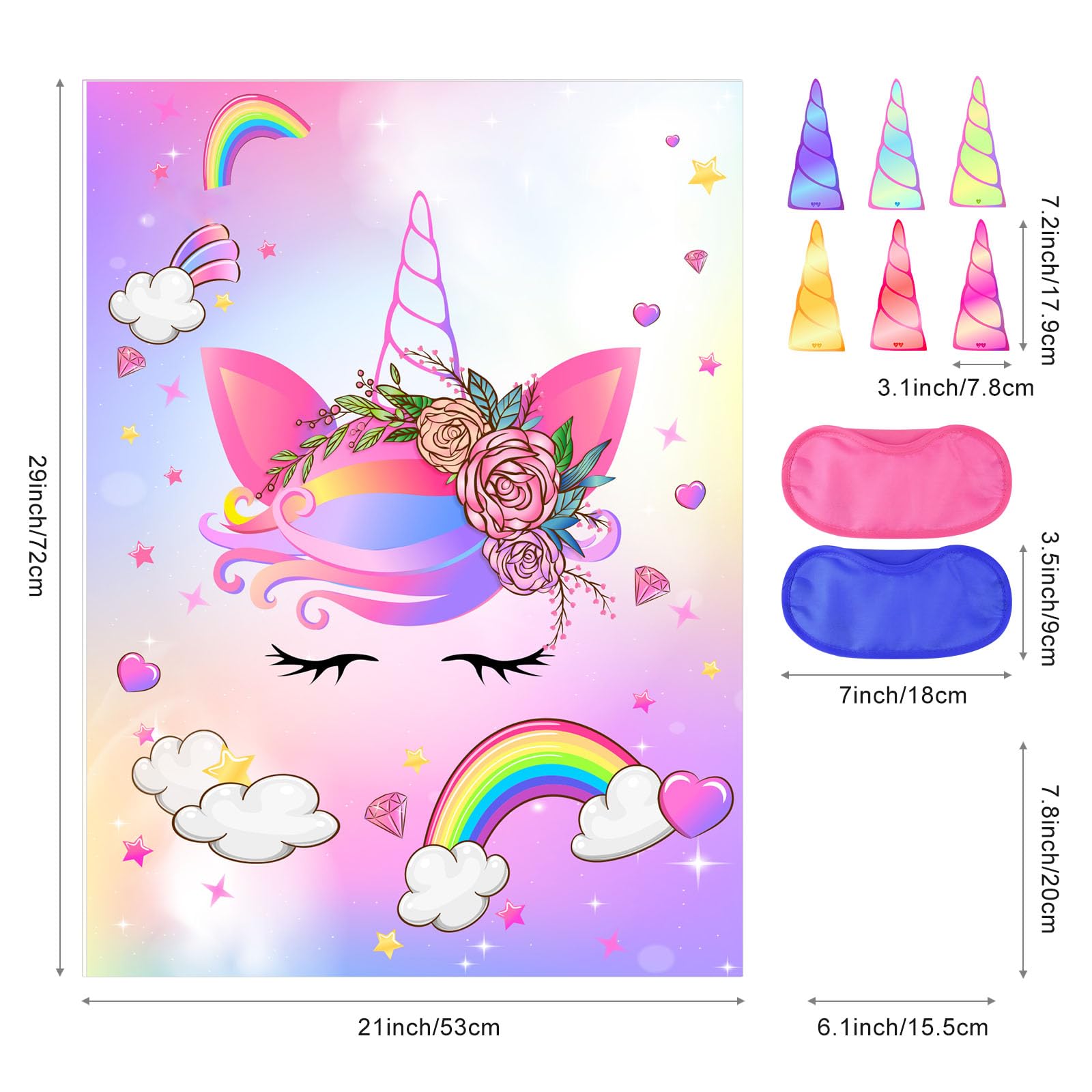 ASTARON Pin The Horn game play area setup at a unicorn party