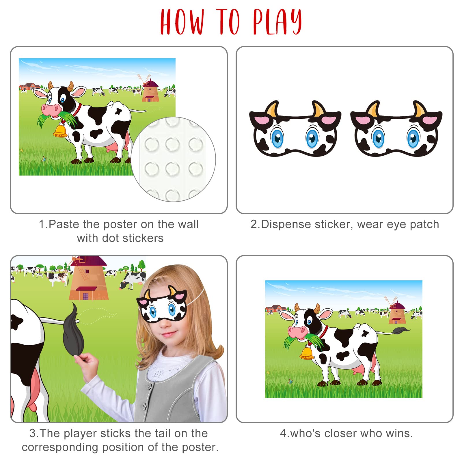 ASTARON cow blindfolds add immersive mystery during party tail-sticking game