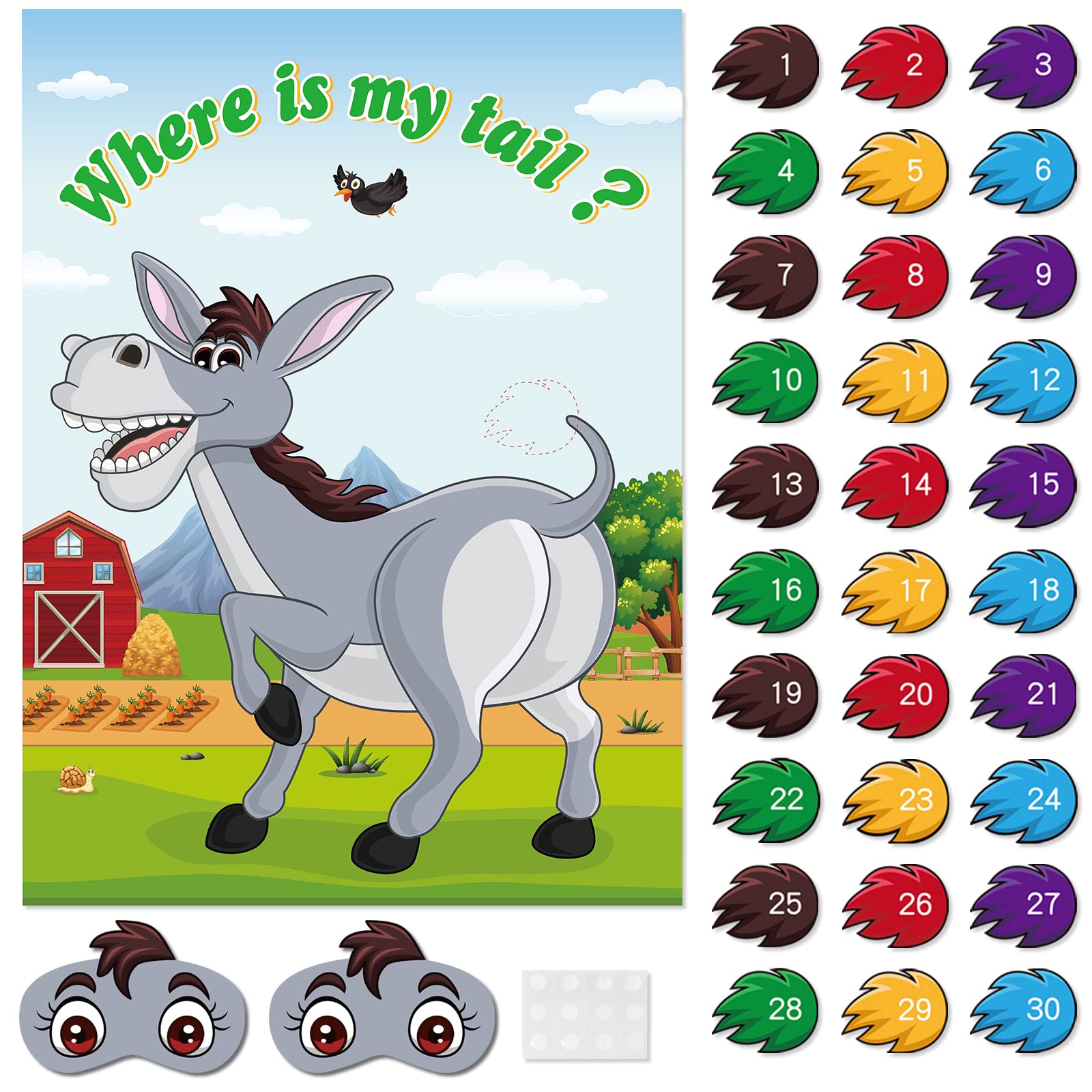 ASTARON pin the tail on the donkey game board ready for a lively party