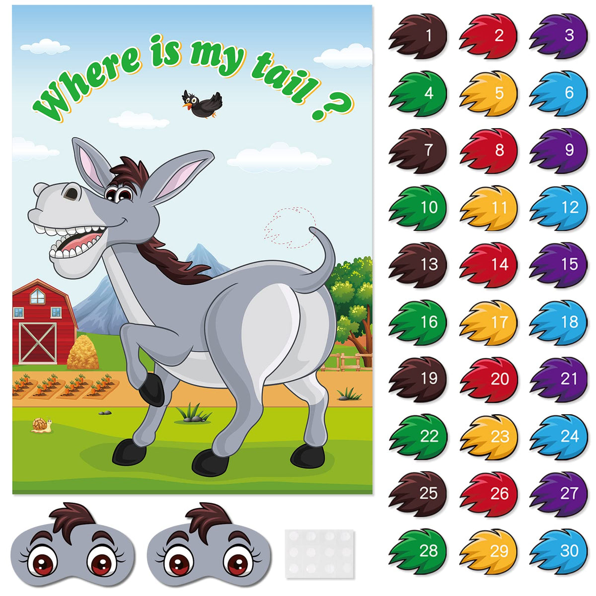 ASTARON pin the tail on the donkey game board ready for a lively party