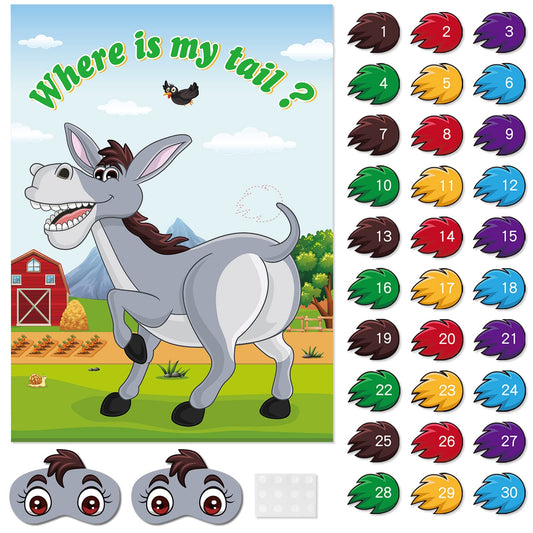 ASTARON pin the tail on the donkey game board ready for a lively party