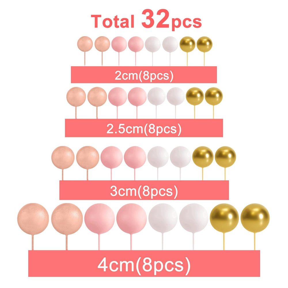 ASTARON pink ball toppers in 2.5cm size brighten cupcakes and desserts.