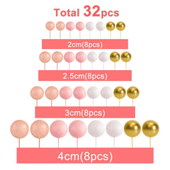 ASTARON pink ball toppers in 2.5cm size brighten cupcakes and desserts.