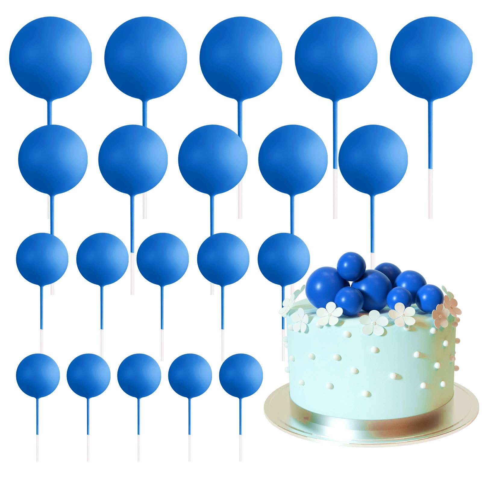 ASTARON royal blue ball topper 2cm adds festive flair to cakes