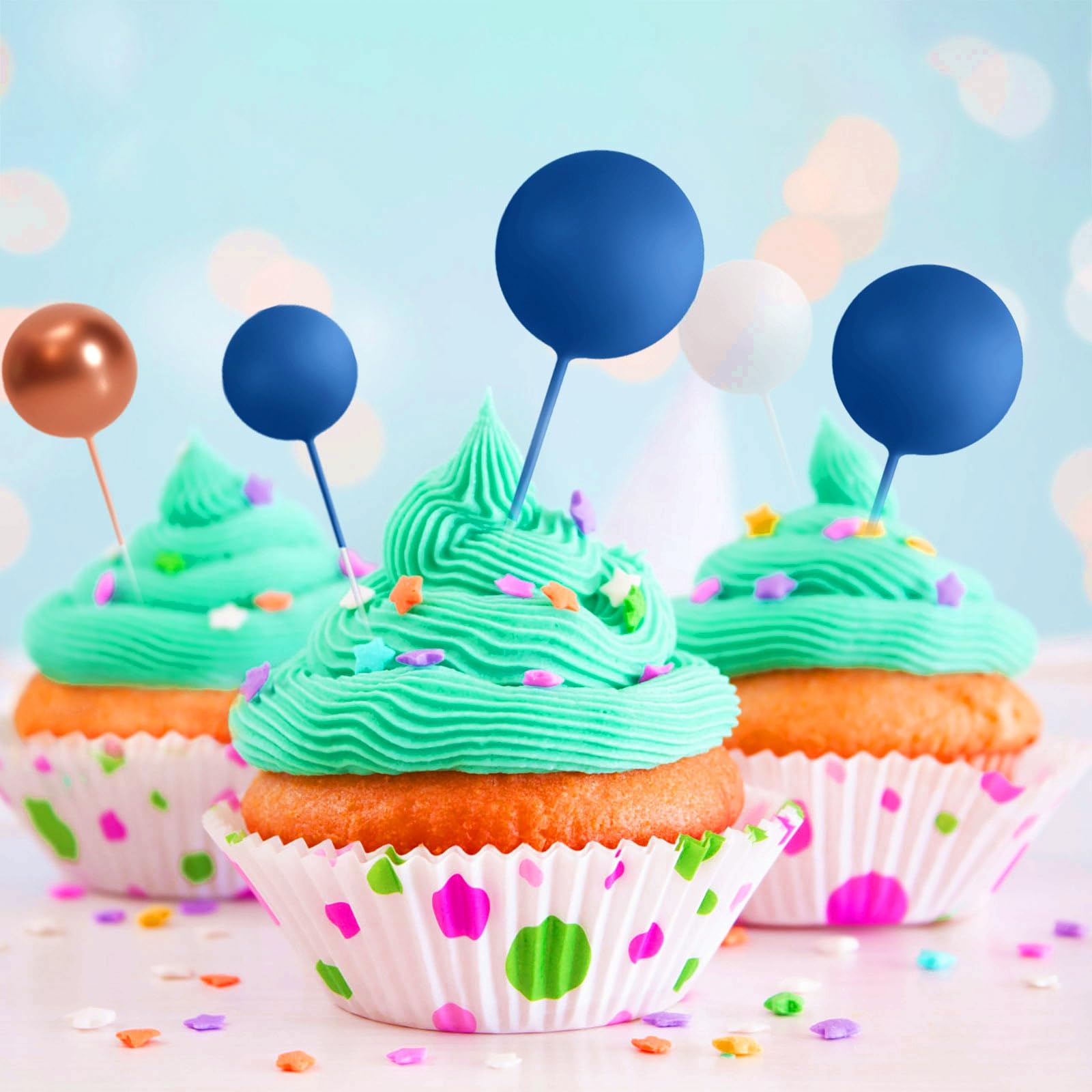 ASTARON royal blue ball topper 3cm-pack enhances dessert presentation
