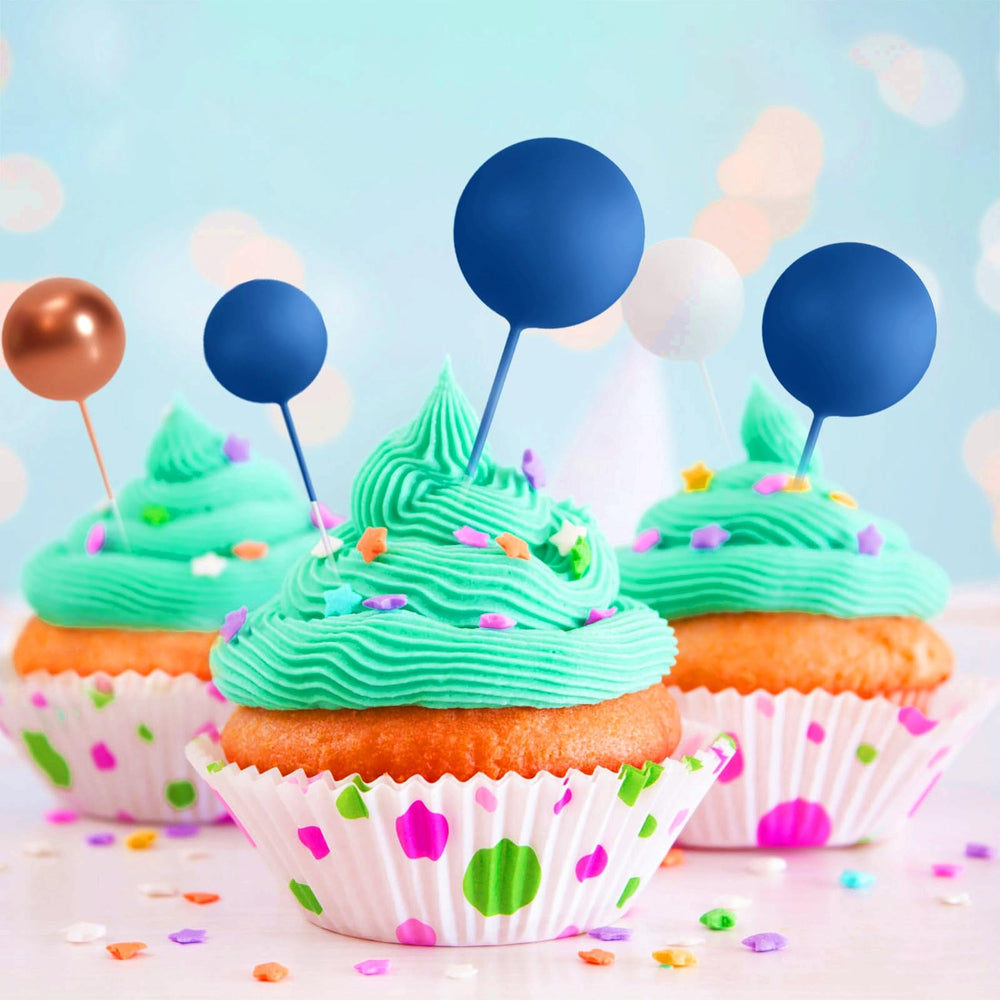 ASTARON royal blue ball topper 3cm-pack enhances dessert presentation