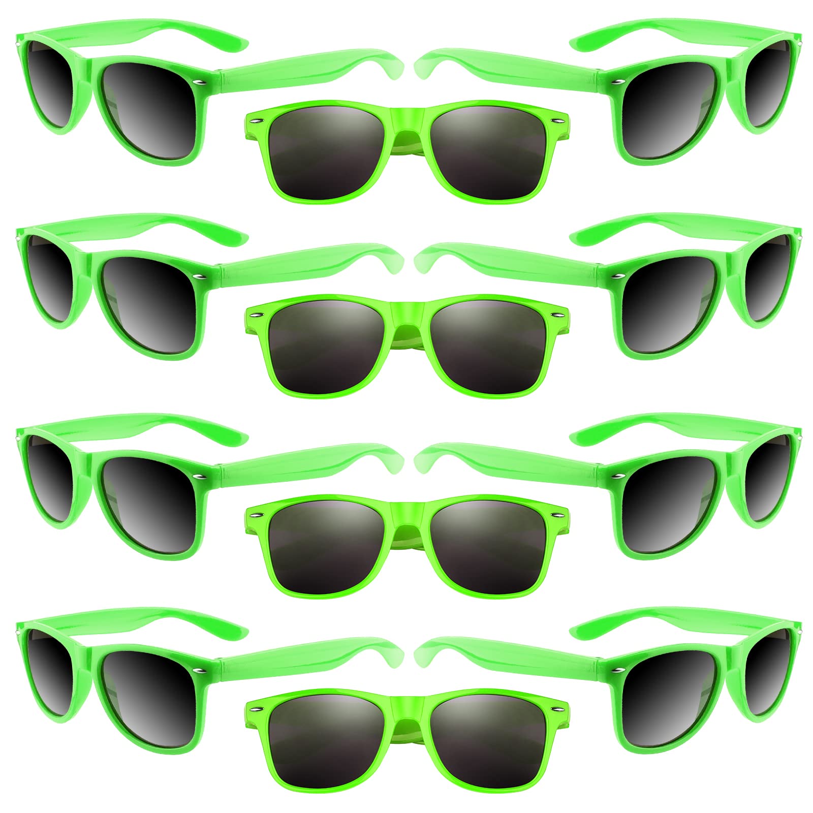 ASTARON neon party sunglasses front view in vibrant green for bold beach party looks.