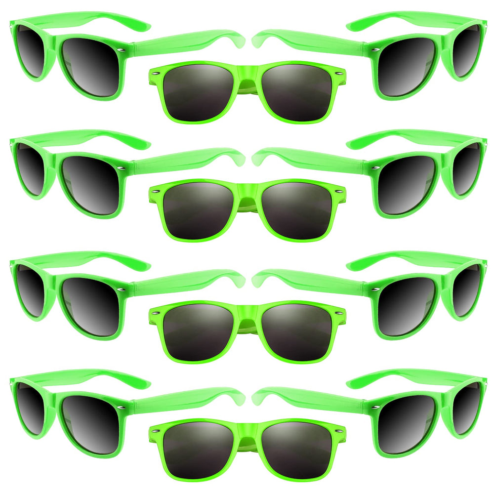 ASTARON neon party sunglasses front view in vibrant green for bold beach party looks.