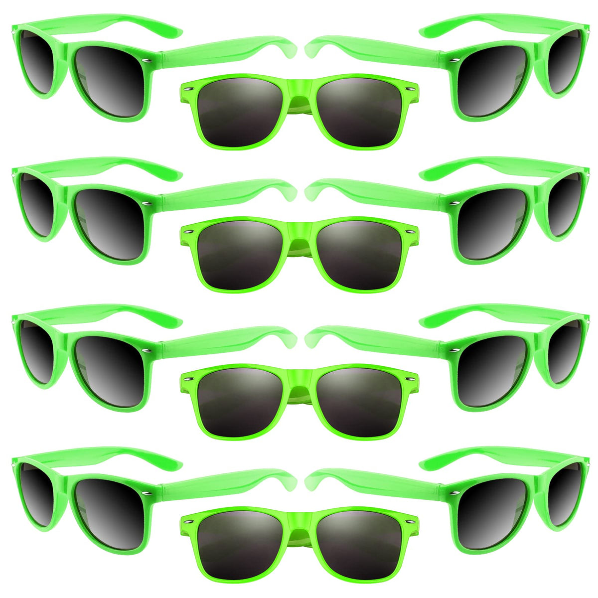 ASTARON neon party sunglasses front view in vibrant green for bold beach party looks.