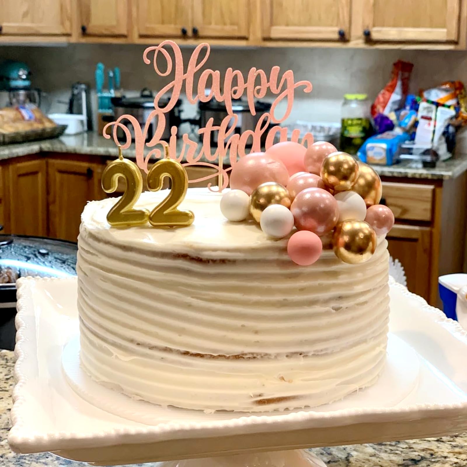 ASTARON white ball toppers in 4cm size add contrast to cake layers.