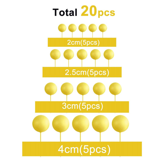 ASTARON yellow 0.98-inch ball cake topper creates playful dessert accents