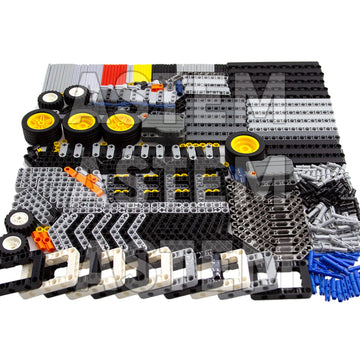 ASTEM technic parts closeup shows easy connections with regular-sized bricks.