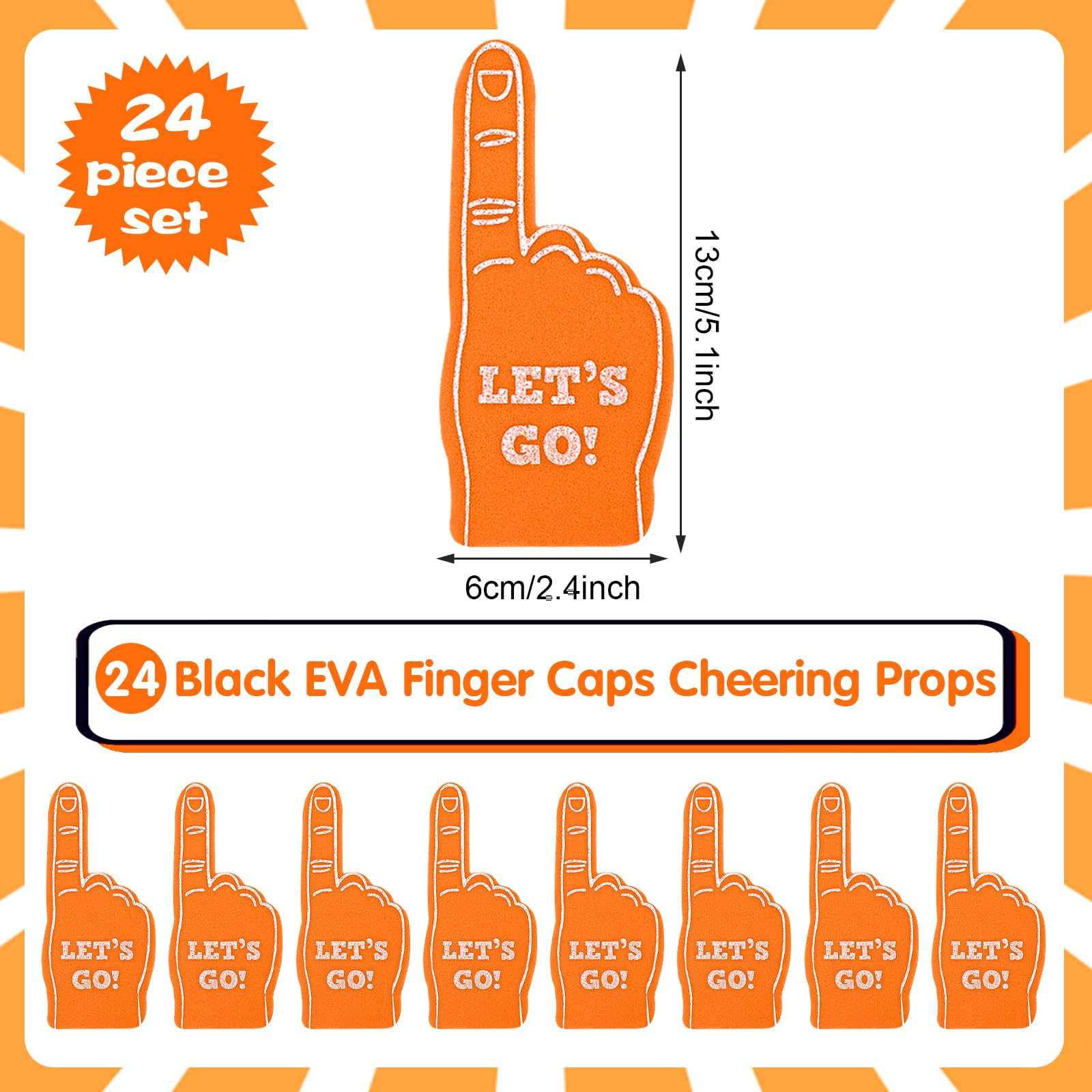 ASTER foam fingers on finger ideal for team spirit and photos.