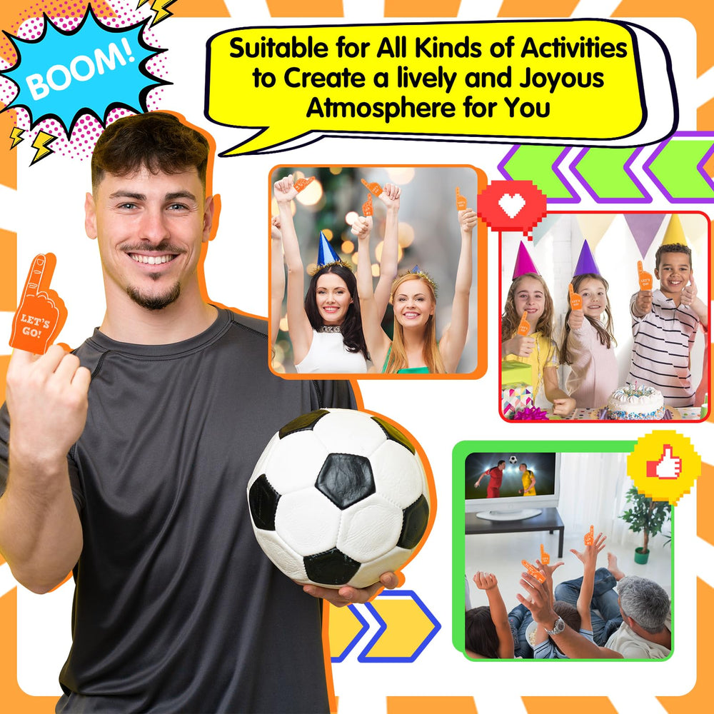 ASTER orange foam fingers pack for bulk party favors.