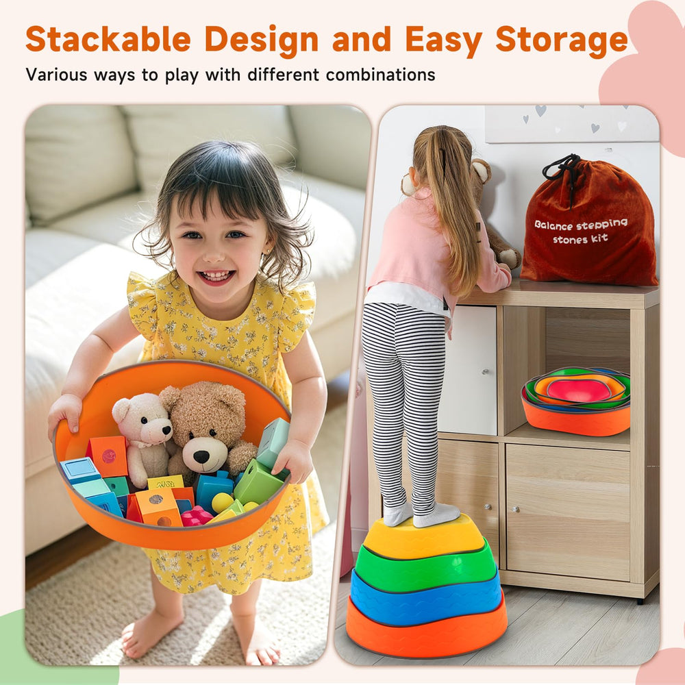 Astrell stepping stones stack into a colorful hill or stool for height variety