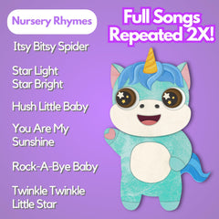 Toddler listening to a song from Astro Learns English book to engage language.