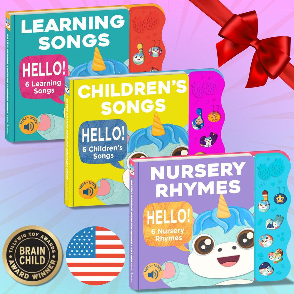 Gift-ready Astro Learns English packaging for a versatile learning toy.
