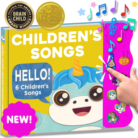 Astro Learns English music book cover showing soothing songs