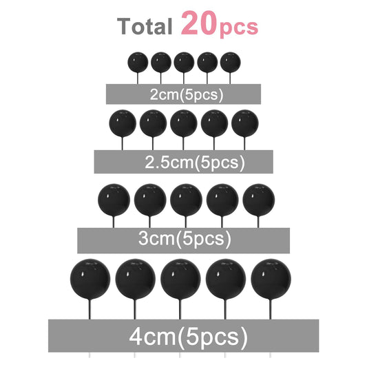 ASTARON ball cake topper 2-5cm black for versatile cake decoration.