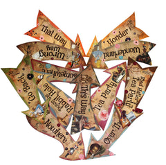 ASVP Shop Alice themed classroom arrow signs add visual interest and storytelling prompts.