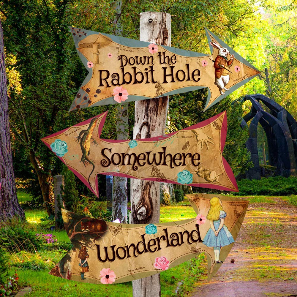 ASVP Shop Hatter Tea Party room decor arrow signs create a bold backdrop for events.