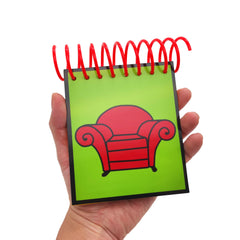 ASVP Shop Steve Handy Dandy Notebook with black crayon, ready for doodles and quick sketches