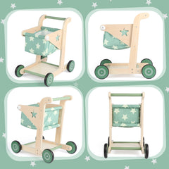 Asweets push-pull action image illustrating dual use as stroller and cart.