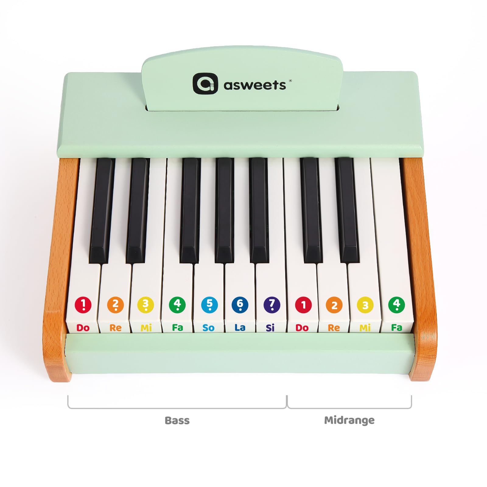 Asweets educational toy for toddlers with black-and-white keys teaching notes through play.