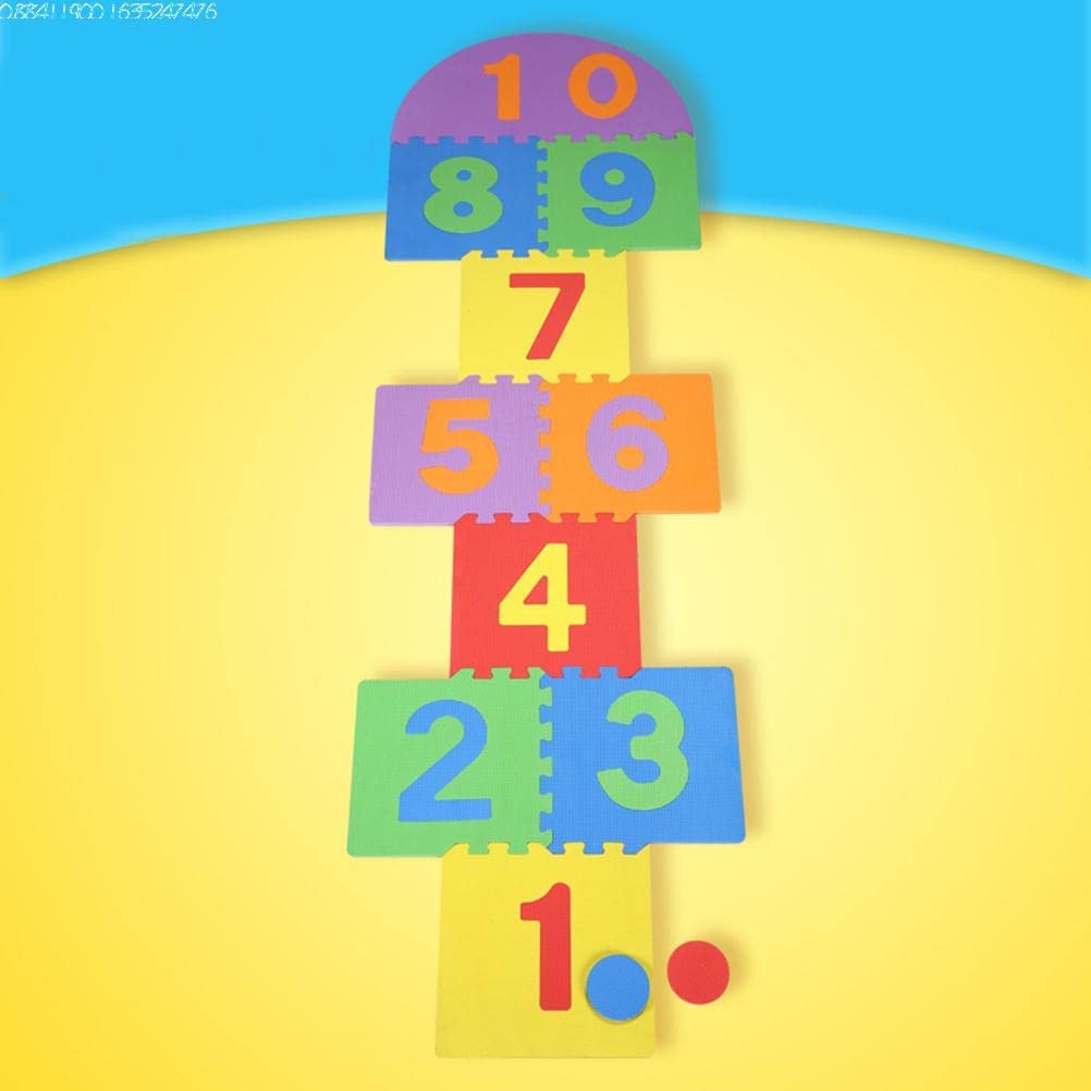 Interlocking foam tiles from Atarvana Hopscotch Mat for easy setup
