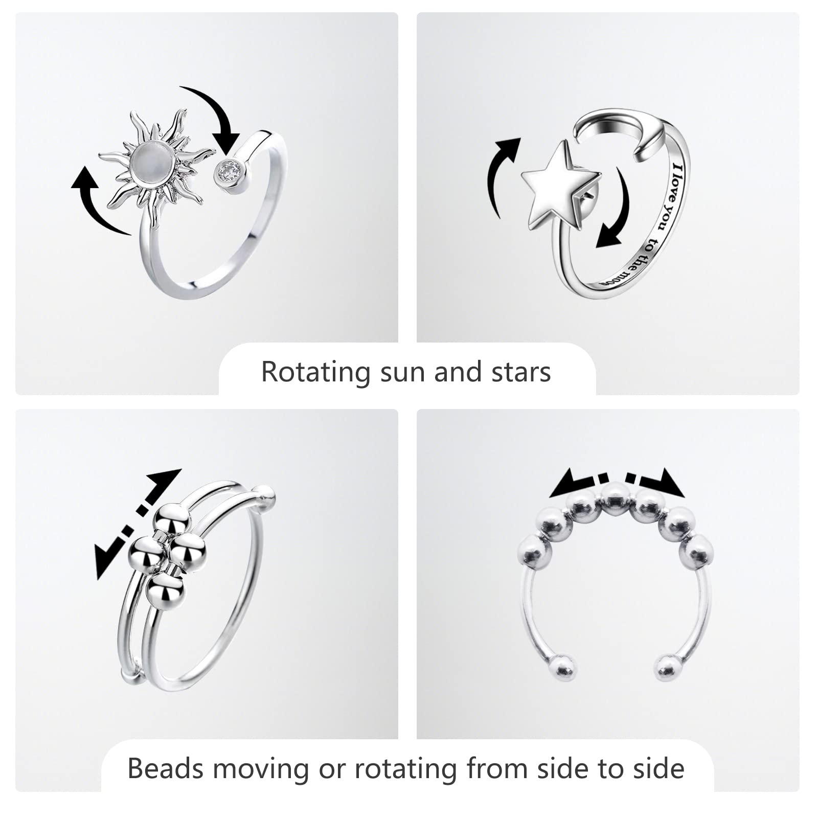 ATCEME beaded fidget ring close-up, stylish stress-relief detail.