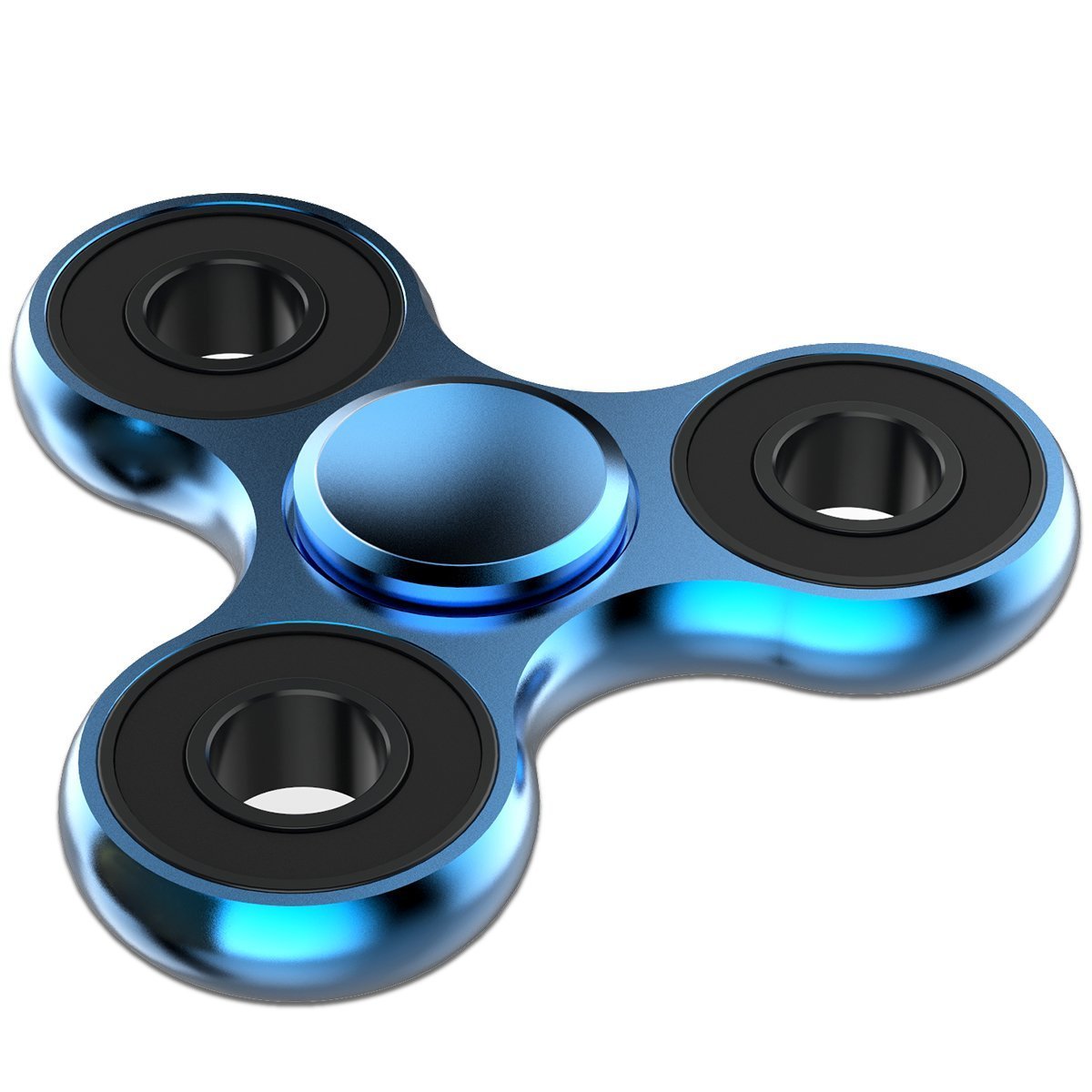 ATESSON fidget spinner front view showing durable aluminum body for smooth spins.