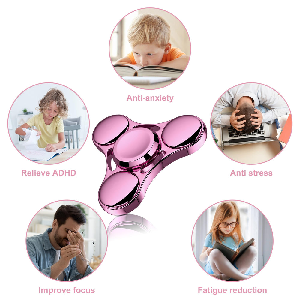 ATESSON pink fidget spinner on-desk spin captures focus during work.