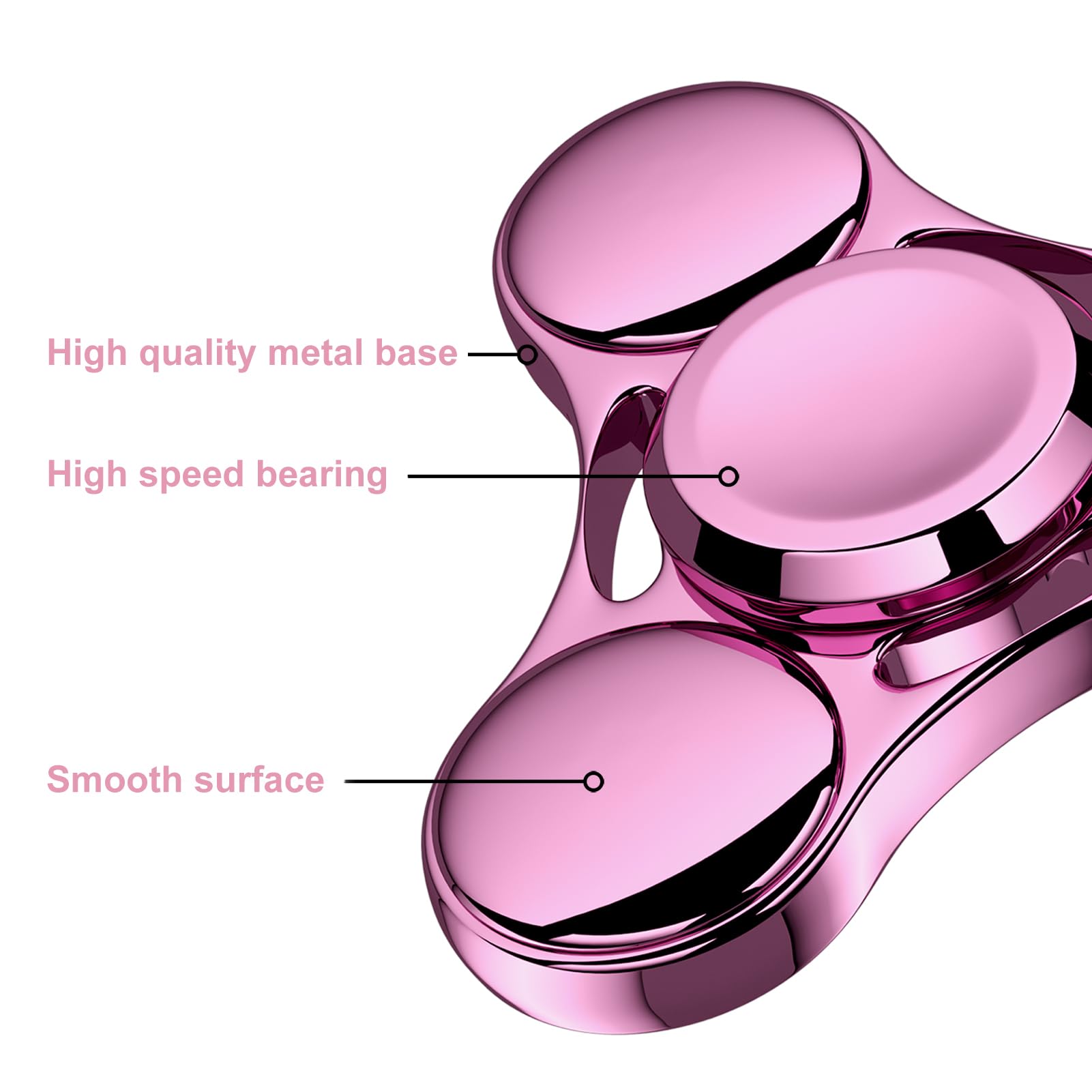 ATESSON pink fidget spinner top view highlights compact size for discreet fidgeting.