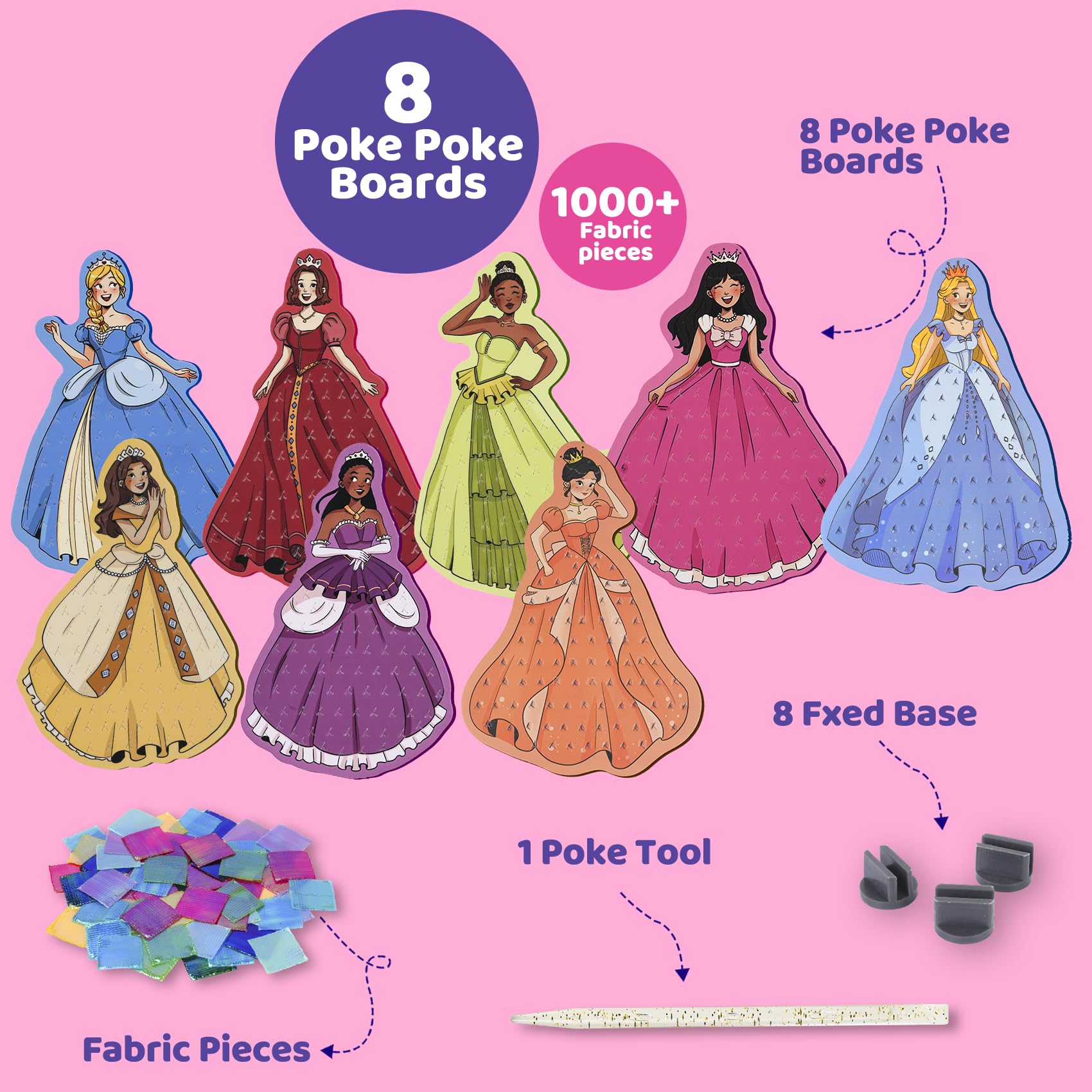 ATFUNSHOP eight display stands to showcase finished princess crafts at home