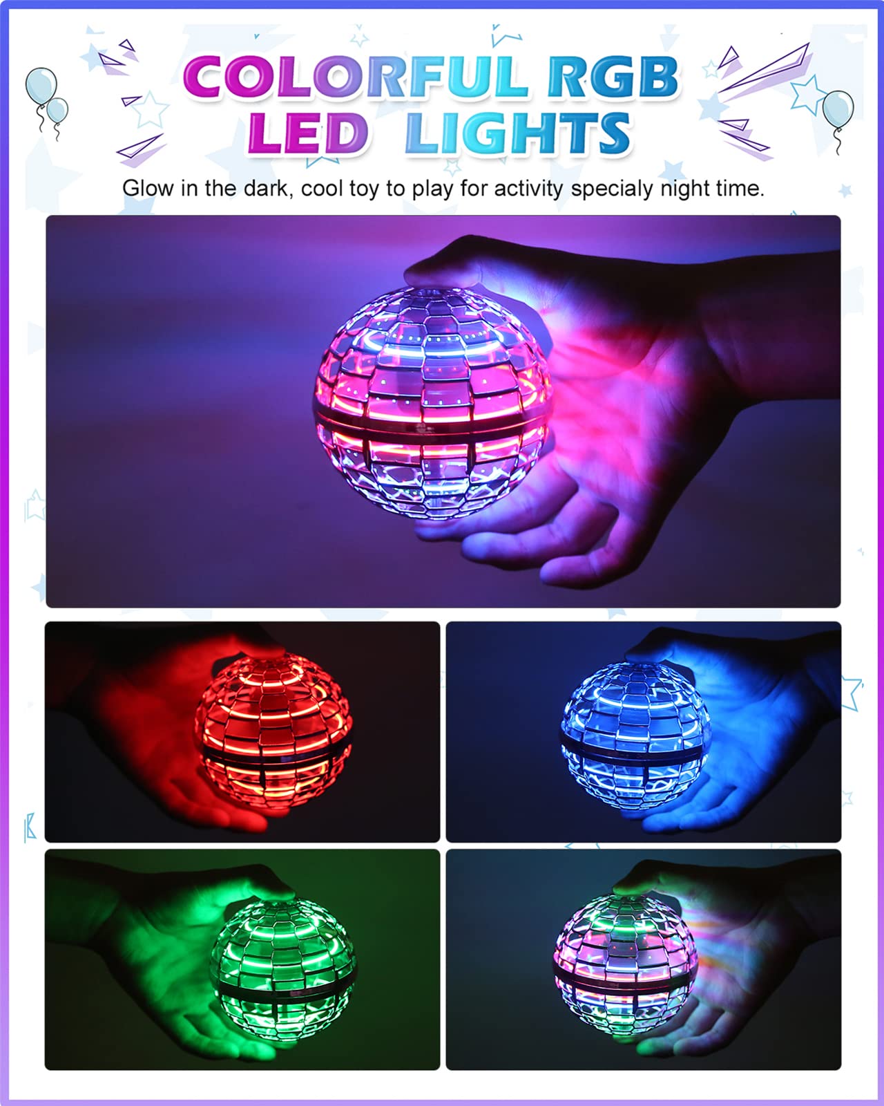 ATHLERIA galactic fidget-spinner hover balls glow in the dark.