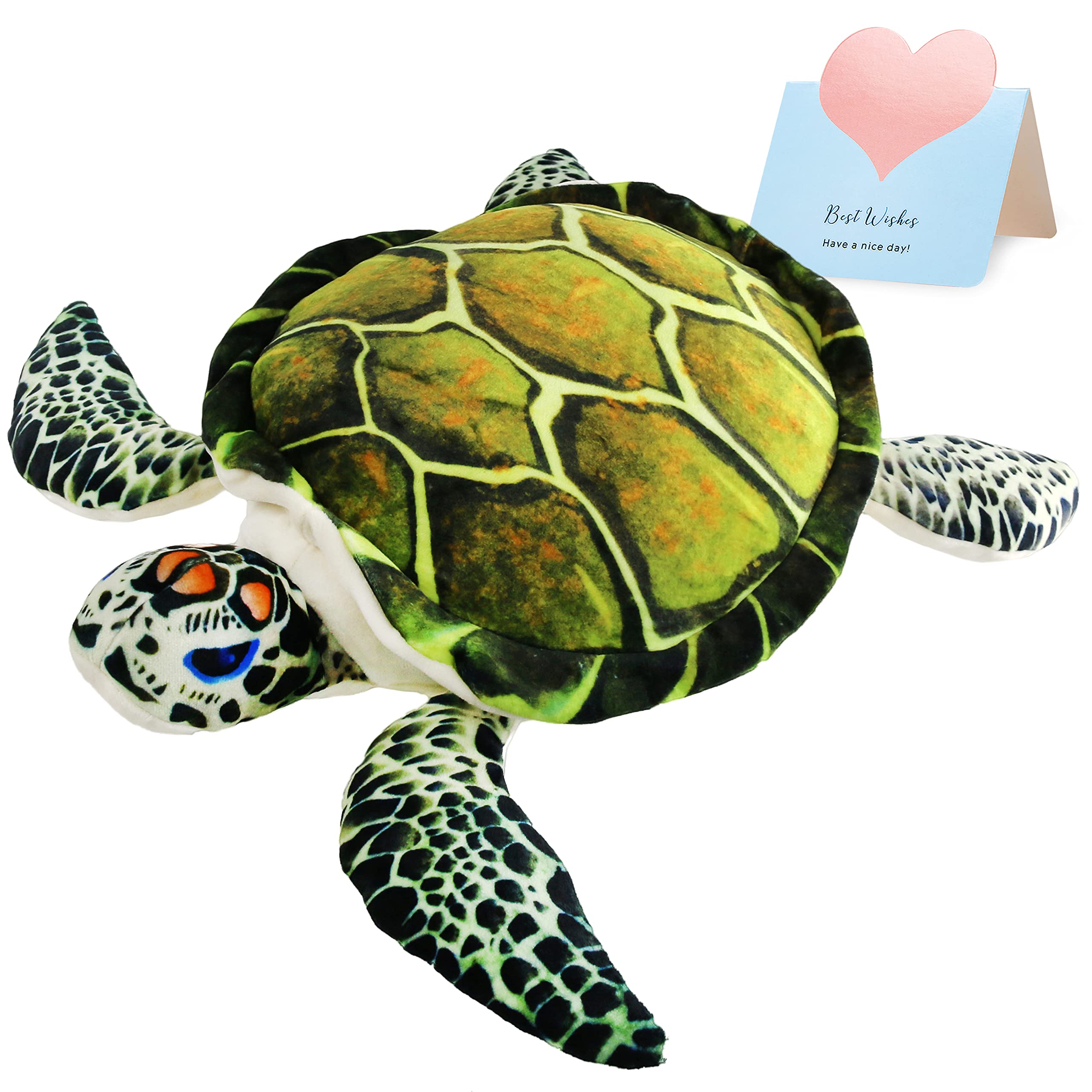 Athoinsu sea turtle plush 18-inch green with vivid markings for cuddling